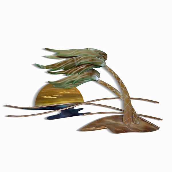 SWAYING TROPICAL PALM SCENE - METAL WALL ART