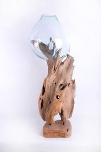 Tall Teak Root Single Glass Vase Tall Teak Root Single Glass Vase