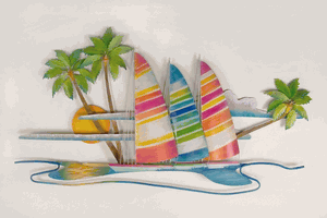 Paradise Found  (Hobie Cats on Island) Metal Wall Art