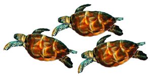 Trio of Sweet Sea Turtles Metal Wall Art