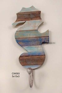 Wooden Seahorse Hook Hand Carved 