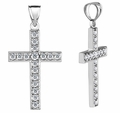 0.90 Carat Men's Diamond Cross Pendant, 14K White Gold