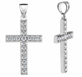 0.90 Carat Men's Diamond Cross Pendant, 14K White Gold