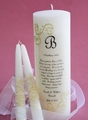 FRENCH LACE 1 CORINTHIANS 13 WEDDING UNITY CANDLE w/TAPERS