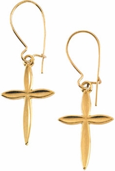 14K Gold Cross Earrings - White or Yellow Gold