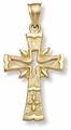 14K Gold Holy Spirit Dove Cross Pendant