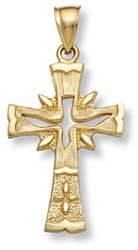 14K Gold Holy Spirit Dove Cross Pendant