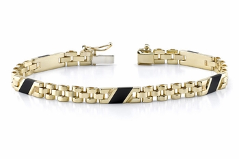 14K GOLD LADIES' DESIGN ONYX BRACELET