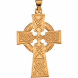 14K Yellow Gold Celtic Cross Pendant - White or Yellow Gold