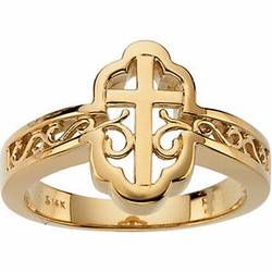 14k White Gold Cross Ring
