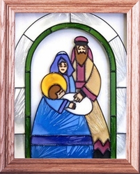 A Christmas Nativity Beneath Arch Stained Glass Art