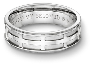 All Saints Cross Bible Verse Wedding Band Ring - 14k White Gold