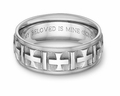 Ancient Cross Bible Verse Wedding Band Ring - 14k White Gold