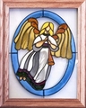 Angel with Christmas Horn Stained Glass Art