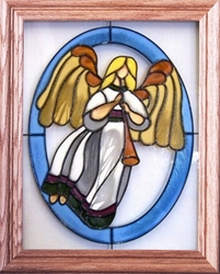 Angel with Christmas Horn Stained Glass Art
