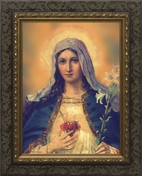 Antique Immaculate Heart (Ornate Dark Frame) - 4 Framed Options
