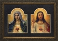 Antique Sacred and Immaculate Hearts (Matted Together) - 2 Framed Options
