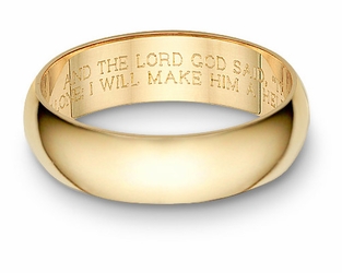 Bible Verse Wedding Band Ring Yellow Gold