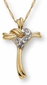 Cascading Heart & Cross Diamond Pendant in 14K Gold