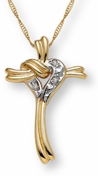 Cascading Heart & Cross Diamond Pendant in 14K Gold