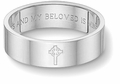 Celtic Cross Bible Verse Wedding Band Ring - White Gold