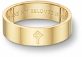 Celtic Cross Bible Verse Wedding Band Ring - Yellow Gold