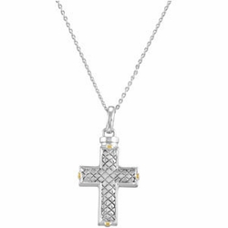 Checkerboard Cross Ash Holder Pendant and Chain 