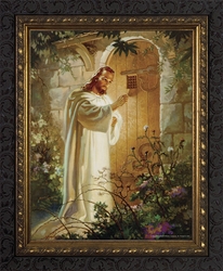 Christ At Heart's Door by Warner Sallman - 16x20 Ornate Dark Framed Art