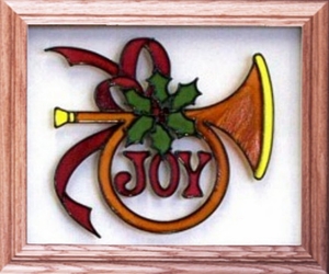 Christmas Joy/Holiday Horn Christmas Stained Glass Art