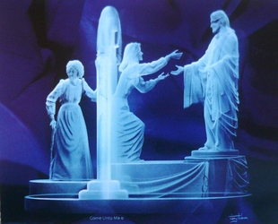 Come Unto Me Art Print Blue Background  by Jerry Anderson