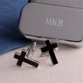Cross Cufflinks w/Personalized Keepsake Box