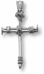 Cross of Nails Pendant 14k White Gold