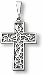 Crown of Thorns Cross Pendant, 14K White Gold