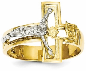 MEN'S GOLD CRUCIFIX RING 14k Gold