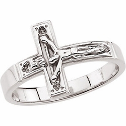 Crucifix Sterling Silver Chastity Ring w/Box