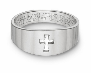Cut Out Christian Cross Bible Verse Ring Sterling Silver