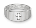 Cut Out Christian Cross Bible Verse Ring 14k White Gold