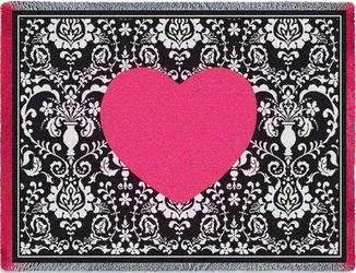 Damask Hearts Tapestry Throw