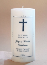 DESIGNER CROSS CHRISTIAN MEMORIAL CANDLE