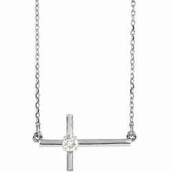 Diamond  1/10 CTW Sideways Cross 16-18" Necklace