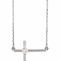 Diamond  1/10 CTW Sideways Cross 16-18" Necklace