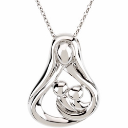 Embraced by the Heart� (Mother) Necklace - Two Children "BEST SELLER"