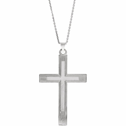 14K White Cross Necklace  25X16mm
