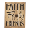 Faith, Family, Friends Rustic Reminders Wall Plaque - Christian Home Decor