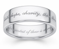 Faith, Hope, Charity Bible Verse Wedding Ring - Sterling Silver
