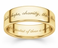 Faith, Hope, Charity Bible Verse Wedding Ring - Yellow Gold