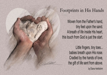 Footprints In His Hands by Danny Hahlbohm - Unframed Christian Art