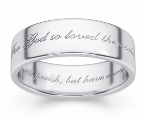 For God So Loved The World Bible Verse Ring - White Gold