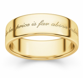 For Her Price Is Far Above Rubies Bible Verse Wedding Band - Yellow Gold