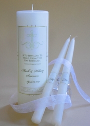 Gold Cross Christian Wedding Candles